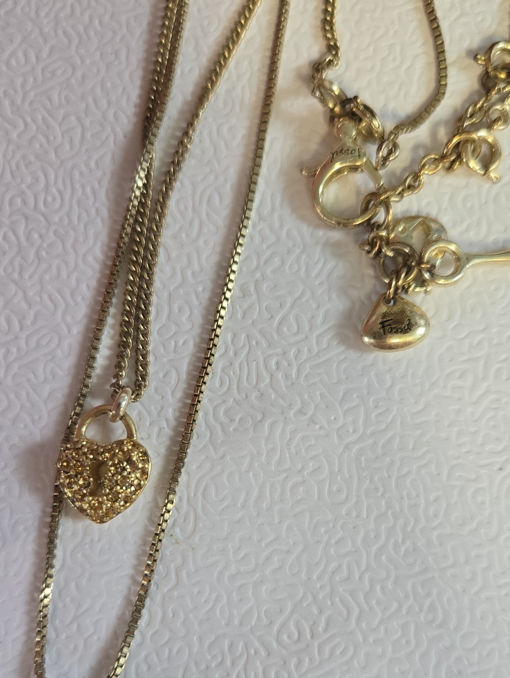 Gold Heart Pave Pendant Necklace - Fossil Inspired